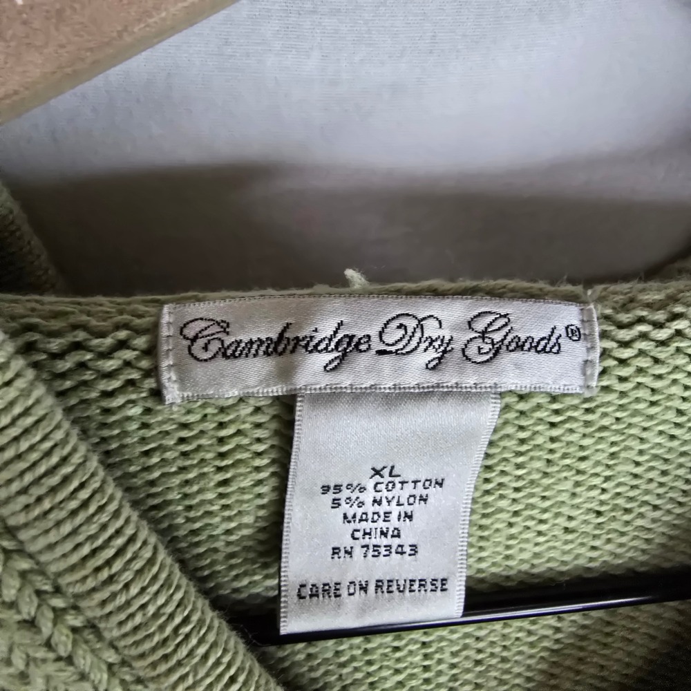 Vintage Cambridge Dry Goods Zip Up Hoodie Women XL Sage‎ Green Cotton Knit - Picture 2 of 5